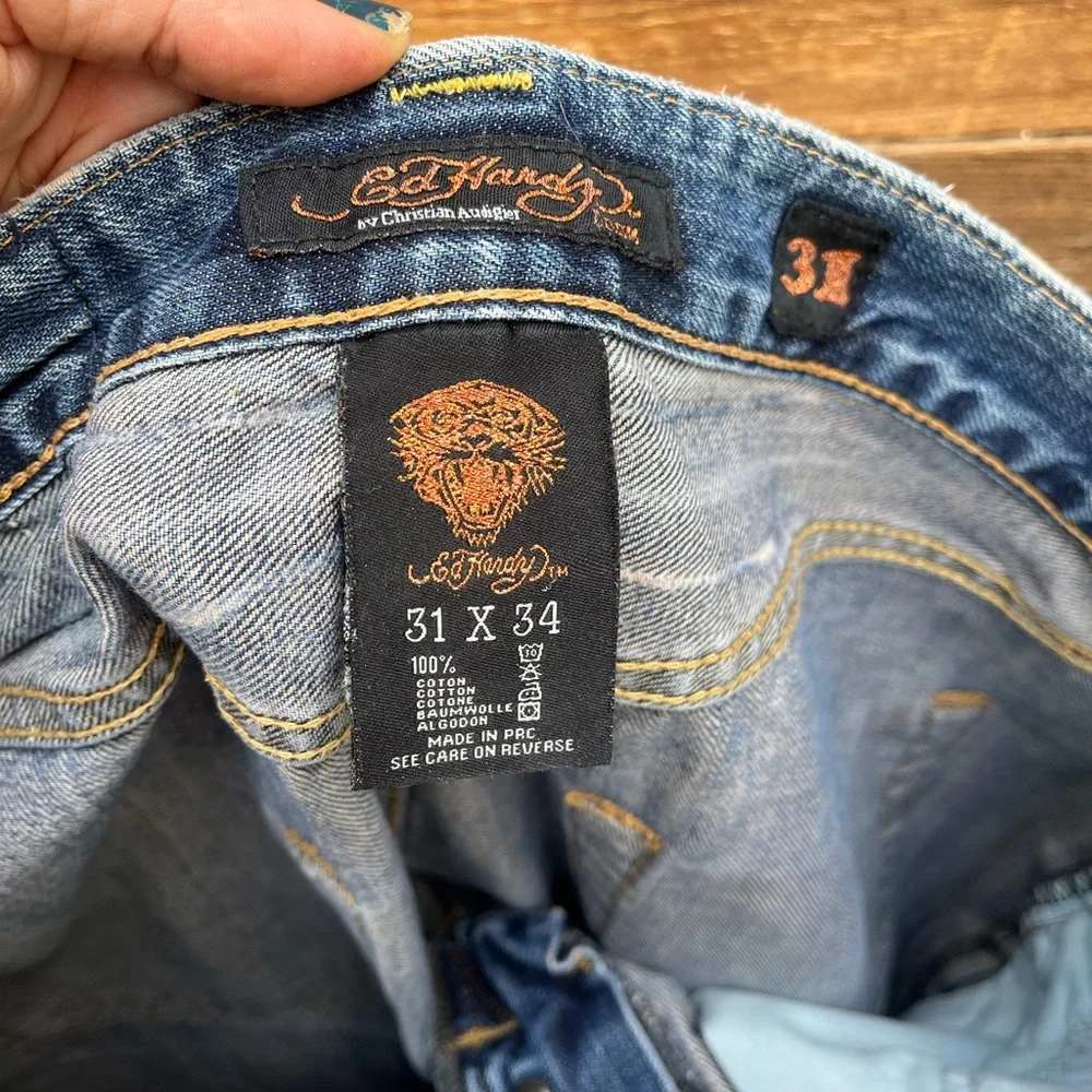 Ed Hardy Light Blue Straight Leg Jeans - Picture 8 of 8